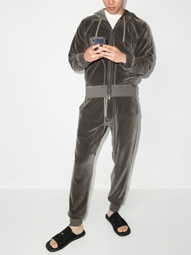 Zip-up Cotton Velour Hoodie