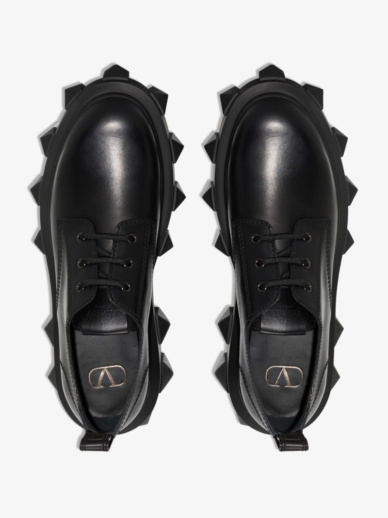 Black Trackstud Leather Derby Shoes