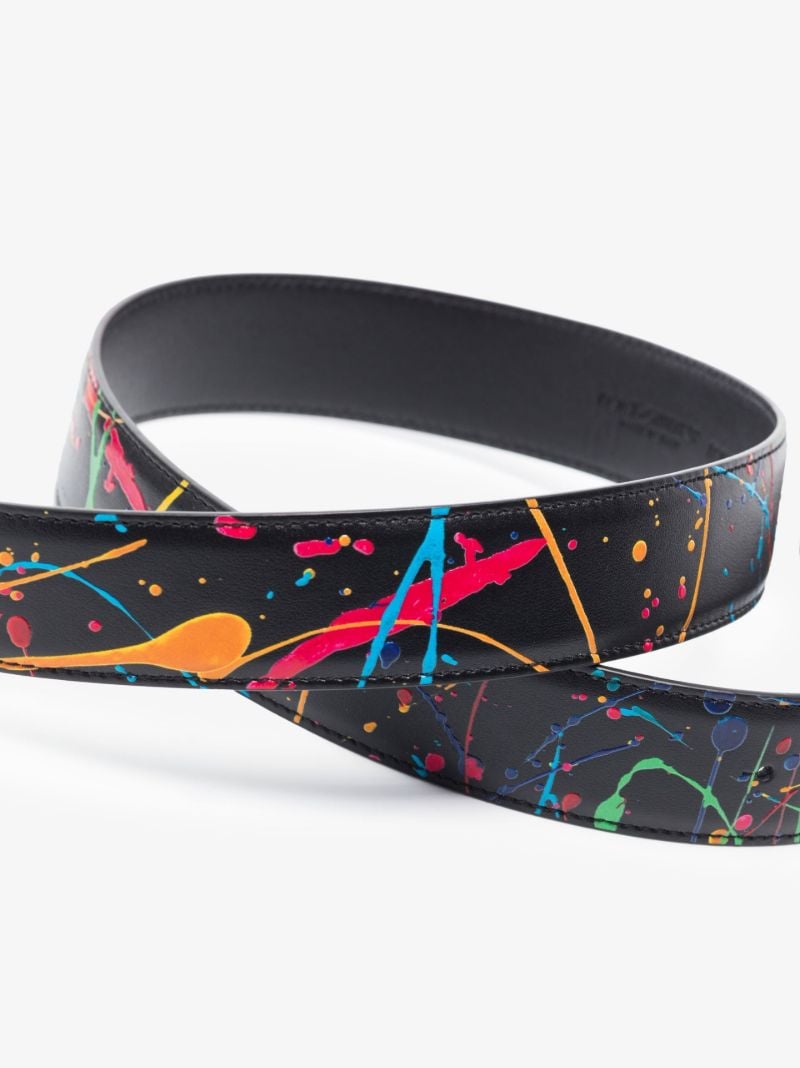 Black Paint Splatter Leather Belt