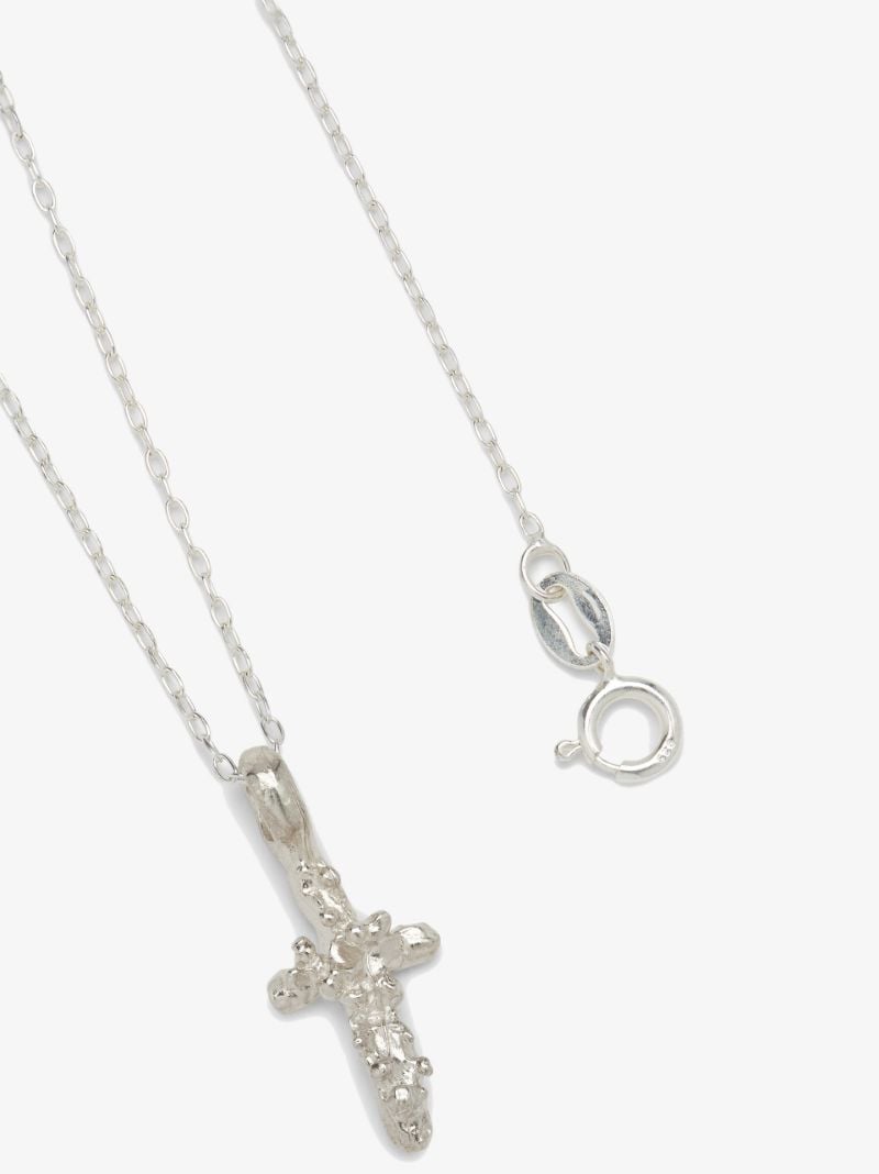 Sterling Silver the Frosted Dagger Pendant Necklace