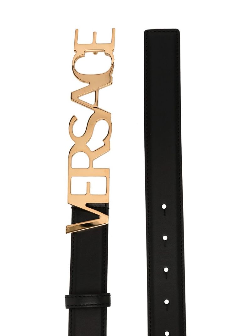 Black Logo Leather Belt