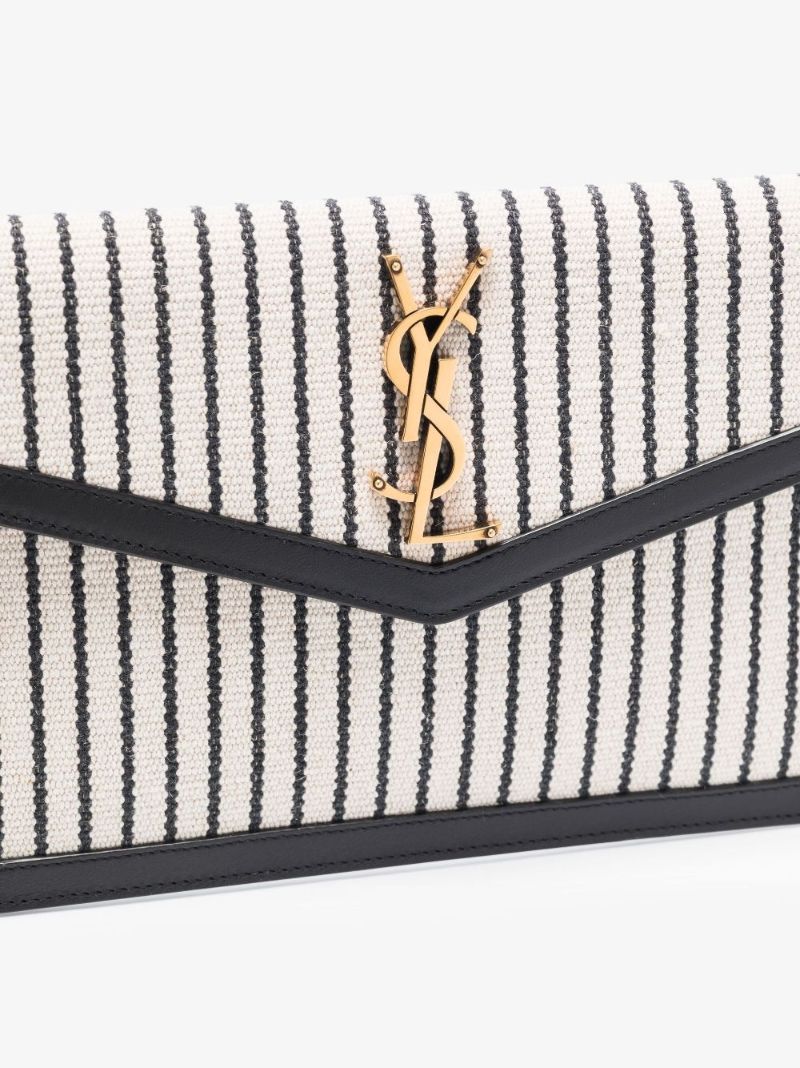 Neutral Uptown Striped Clutch Bag