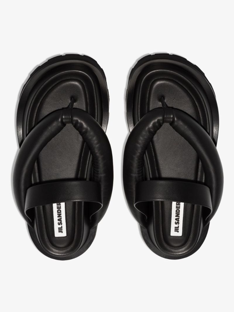 Black Flatform Leather Sandals