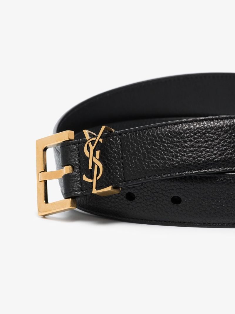 Black Logo Buckle Leather Belt
