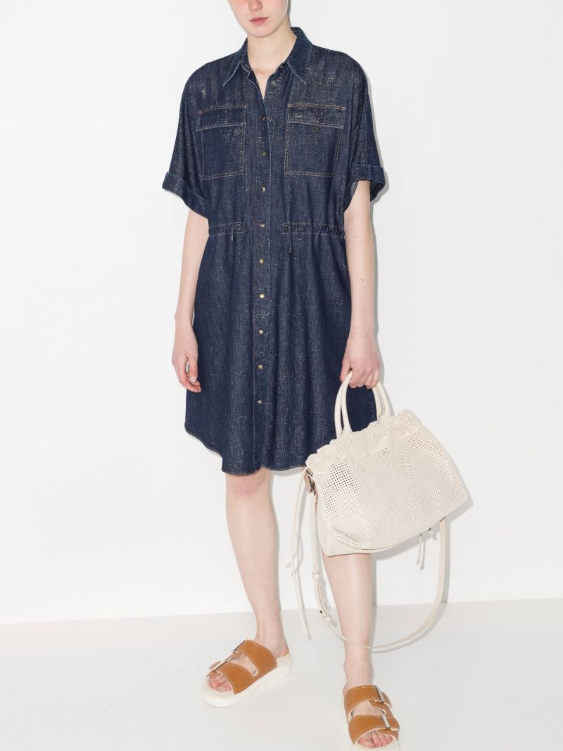 Sparkling Denim Mini Shirt Dress