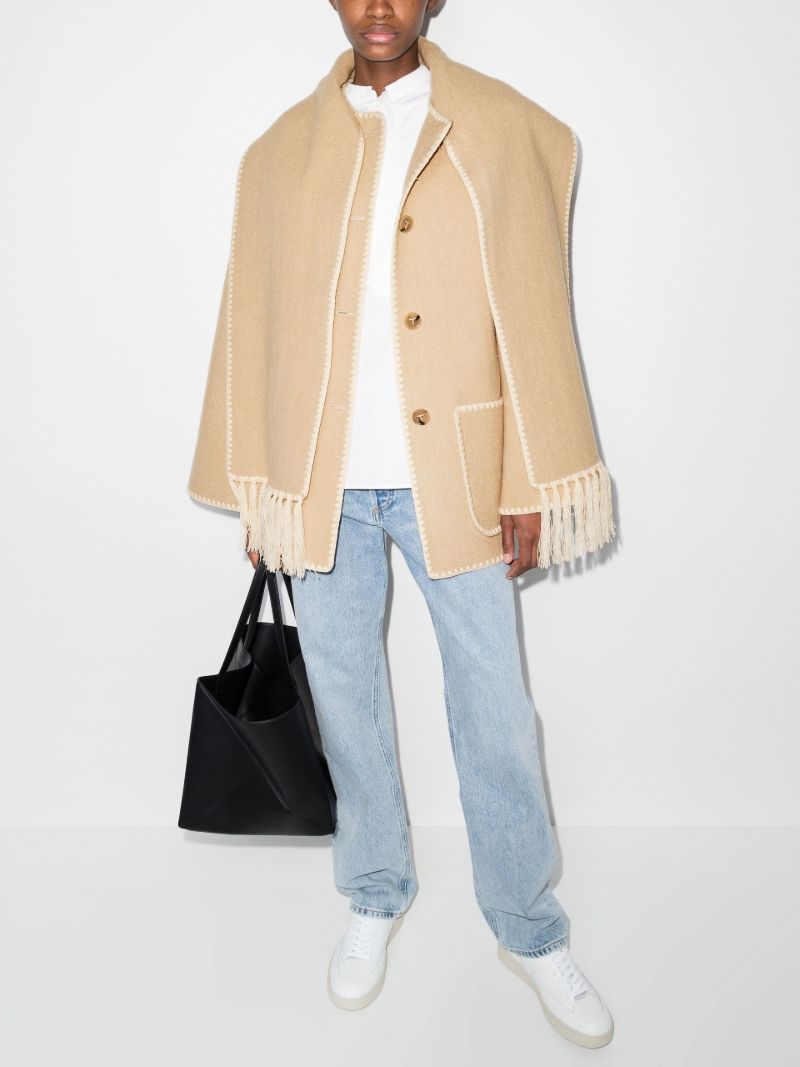Embroidered Scarf Button-front Jacket