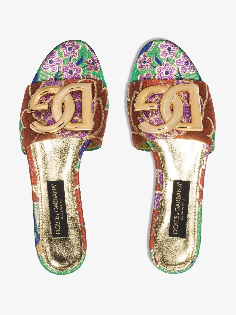 Multicoloured Floral Brocade Sandals