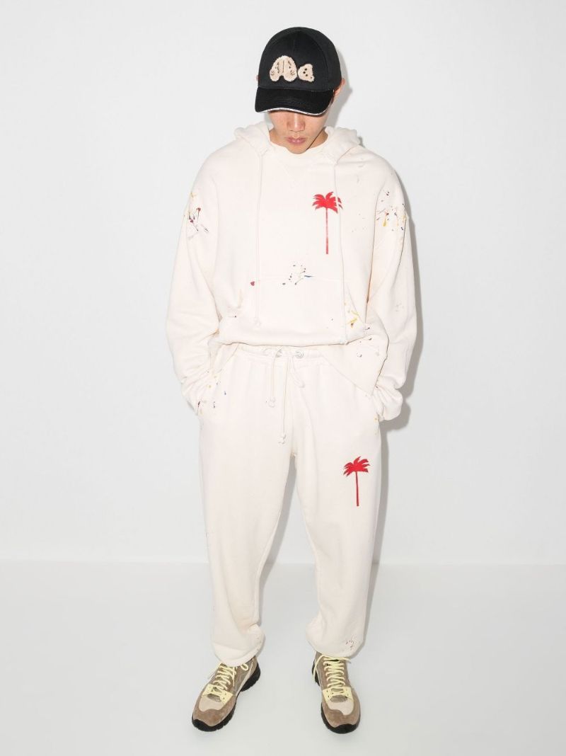 Painted Palm Tree Cotton Track Pants