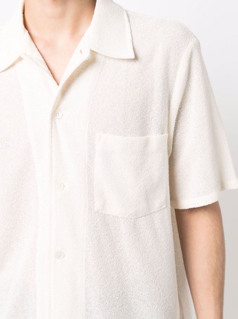 White Short-sleeve Textured Shirt