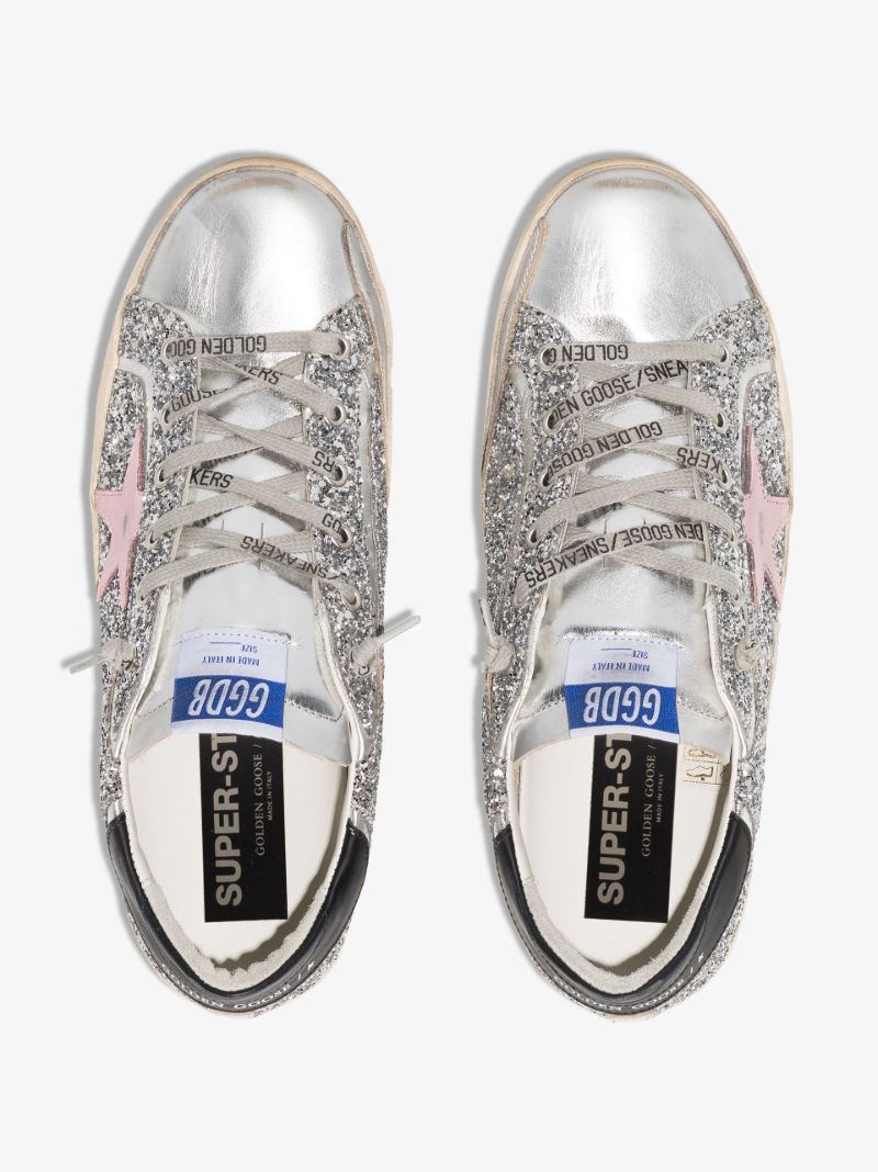 Silver Super-star Glitter Leather Sneakers