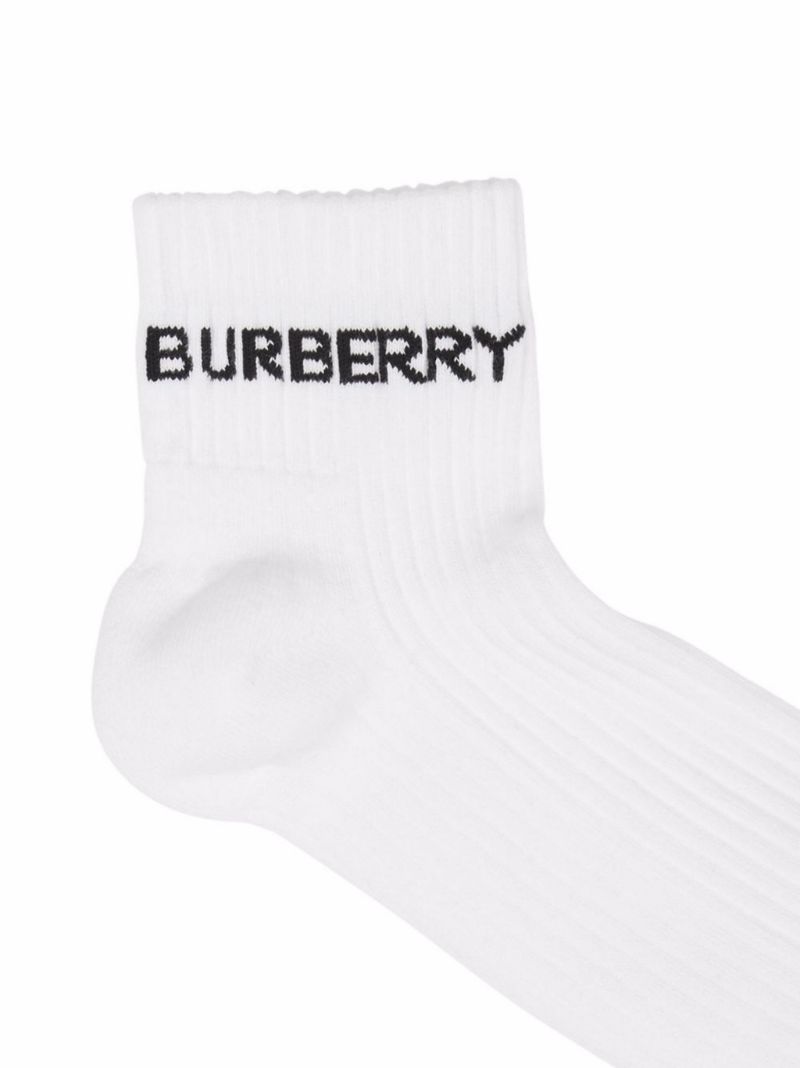 White Logo Intarsia Socks