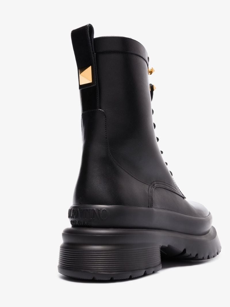 Black Roman Stud Leather Ankle Boots