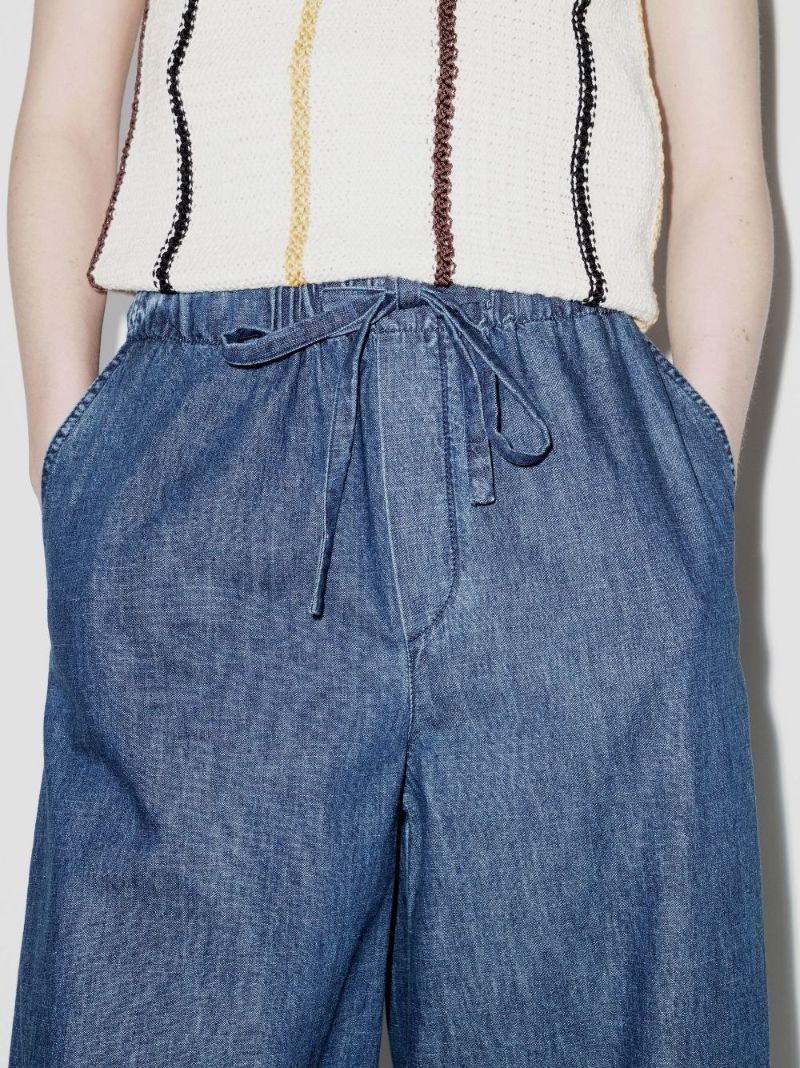 Blue Vgold Wide Leg Cotton Trousers