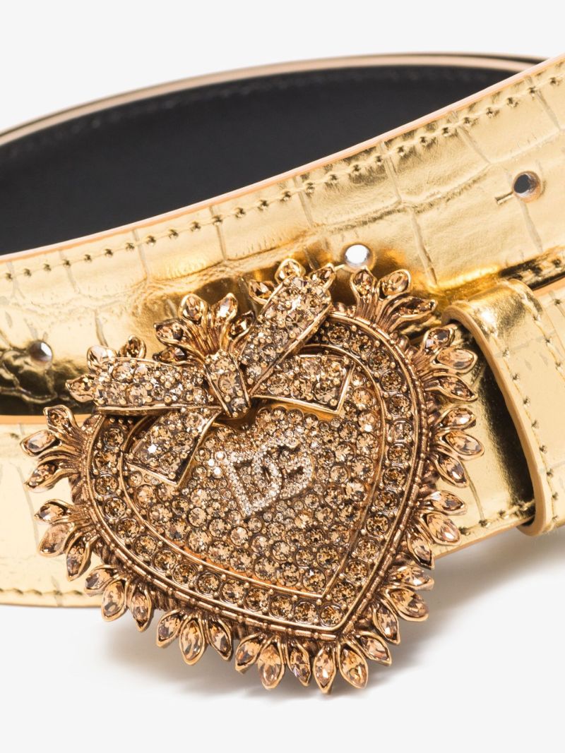Gold Devotion Embellished Buckle Leather Belt