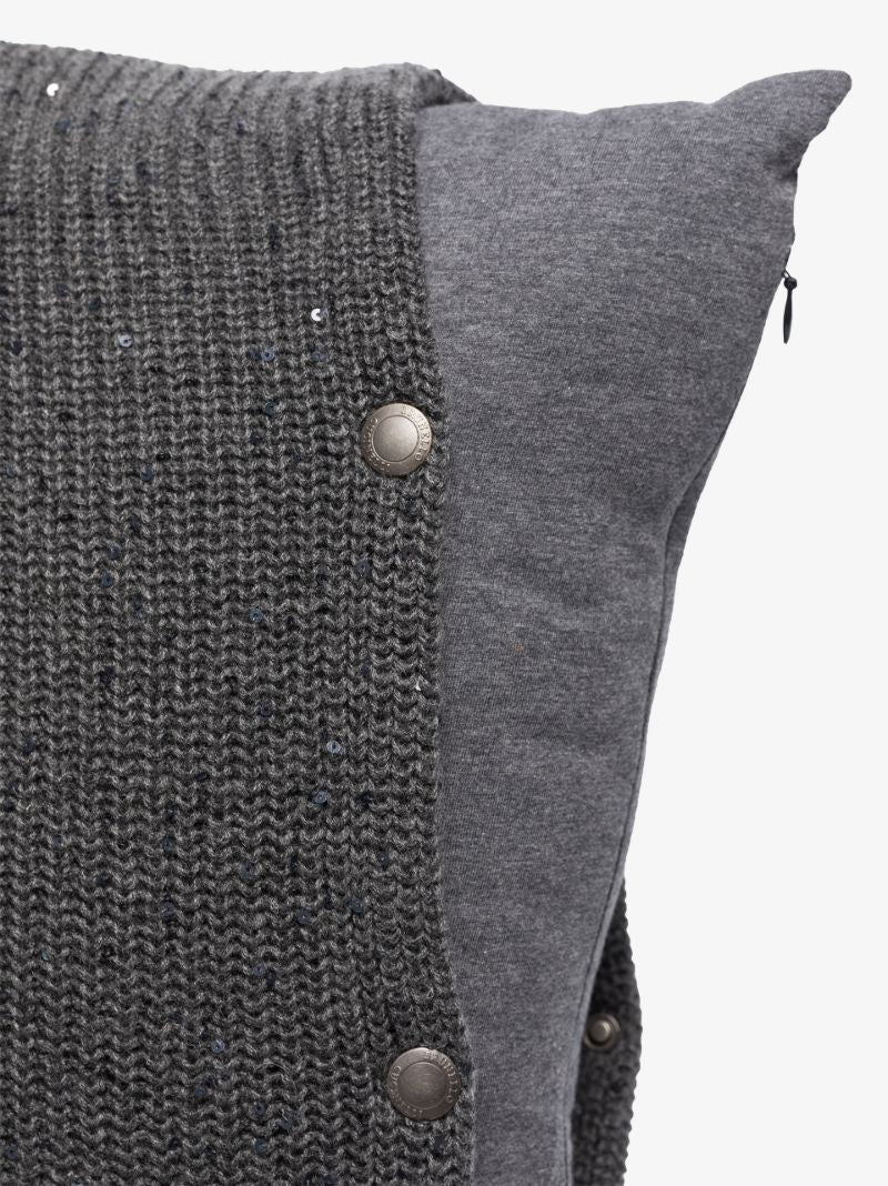 Grey Embellished Knit Cushion