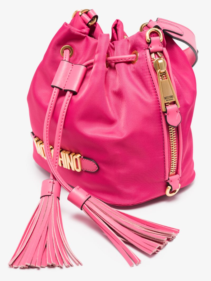 Pink Logo Plaque Bucket Bag