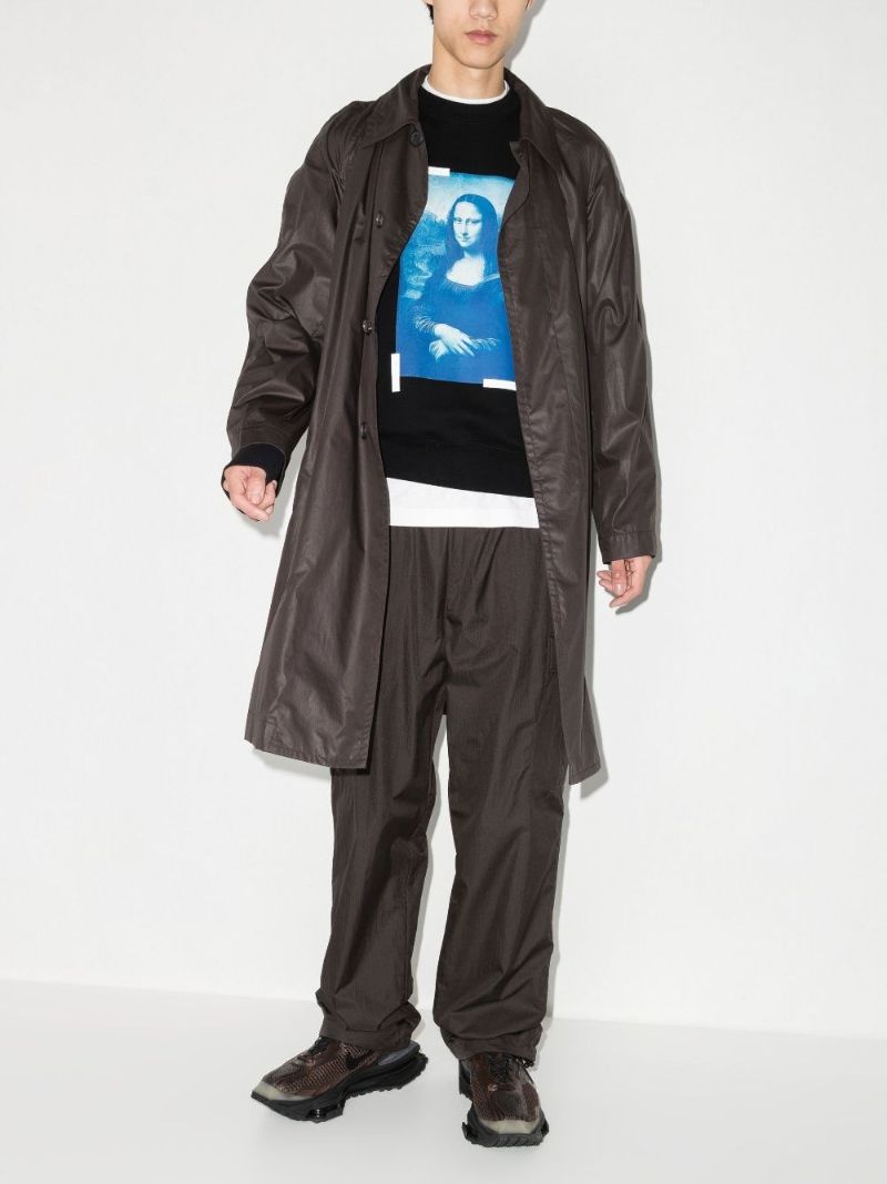 Black Mona Lisa Print Cotton Sweatshirt