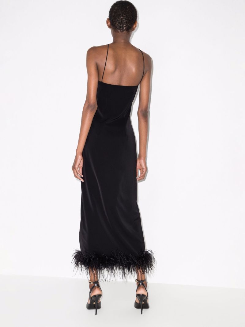 Cadillac Feather Trim Halterneck Midi Dress