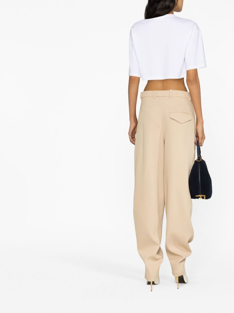 X Hailey Bieber Neutral Wool Trousers