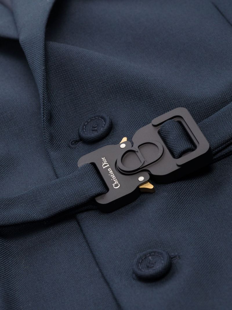 Navy Single-breasted Buckled Blazer