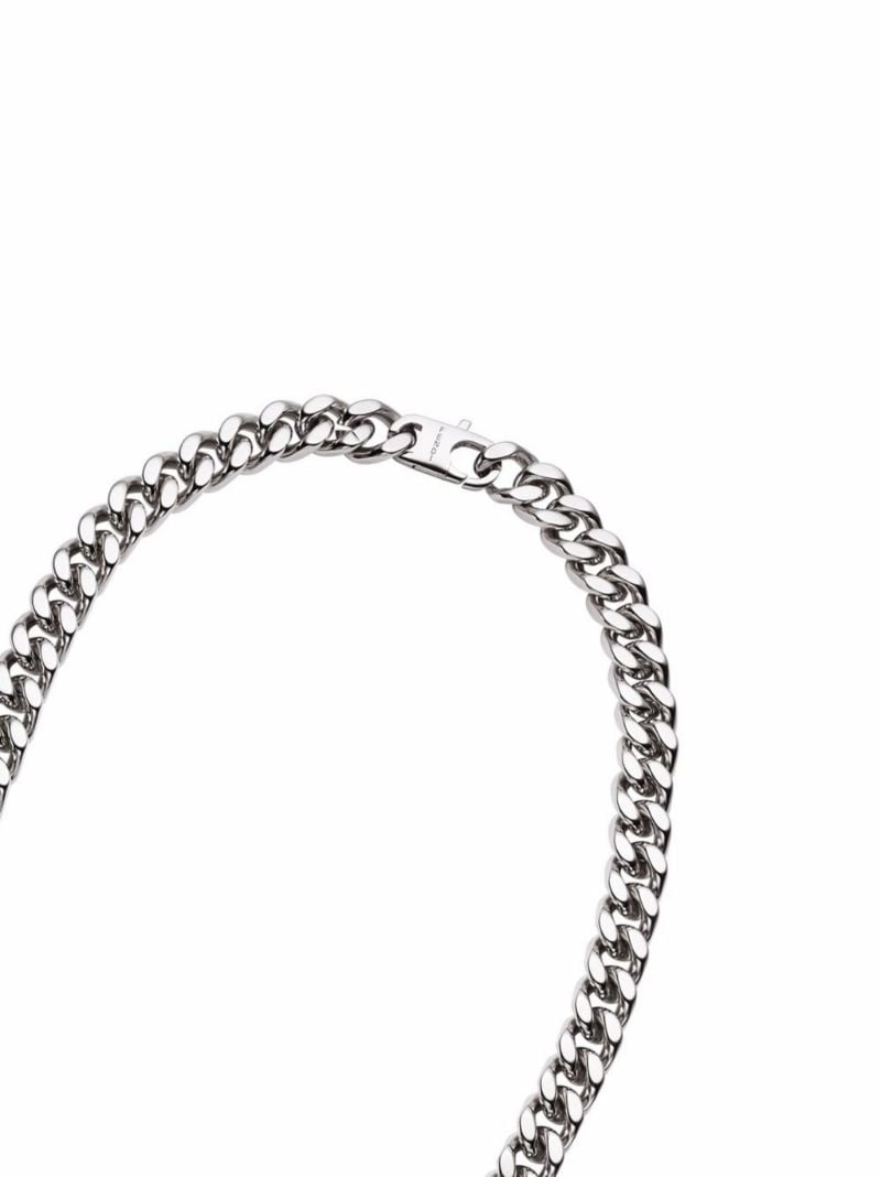 Silver-tone Logo Plaque Chain Necklace