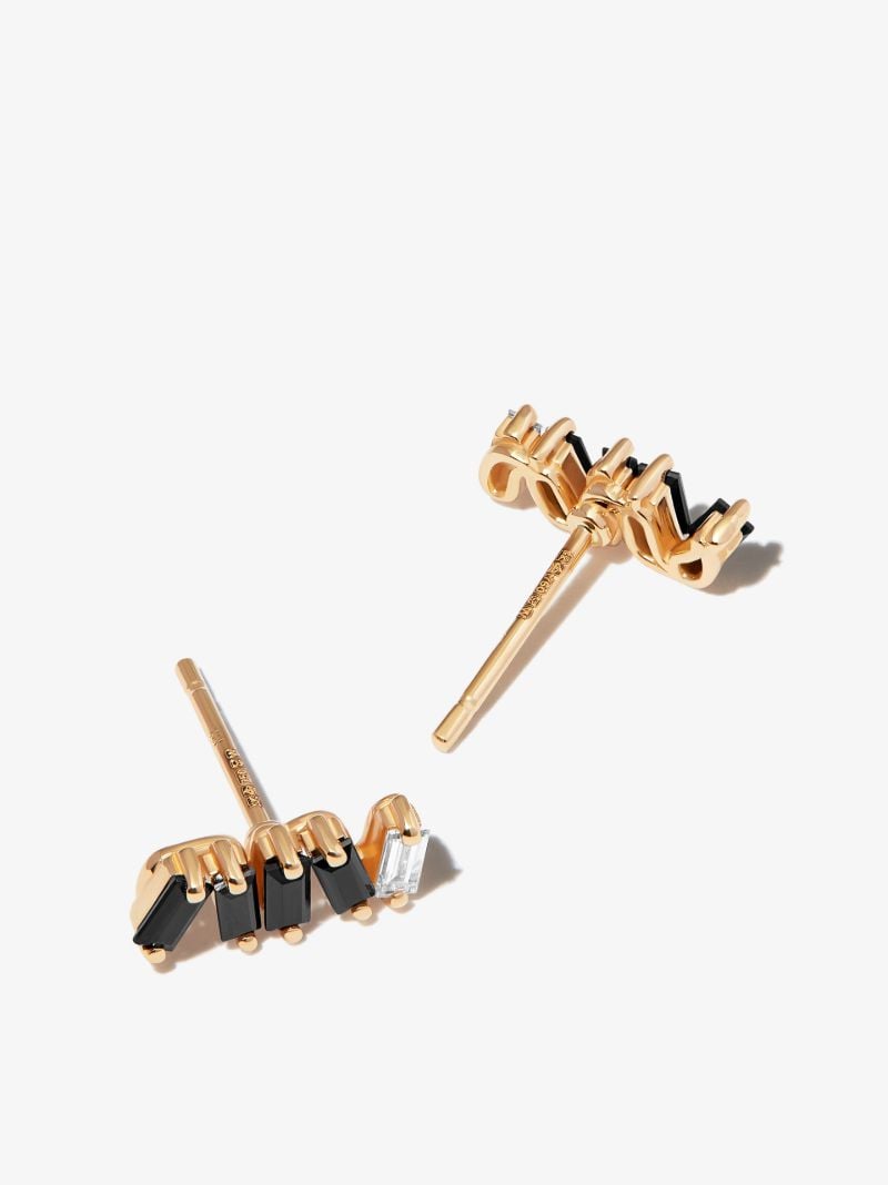 18k Yellow Gold Fireworks Sapphire and Diamond Earrings