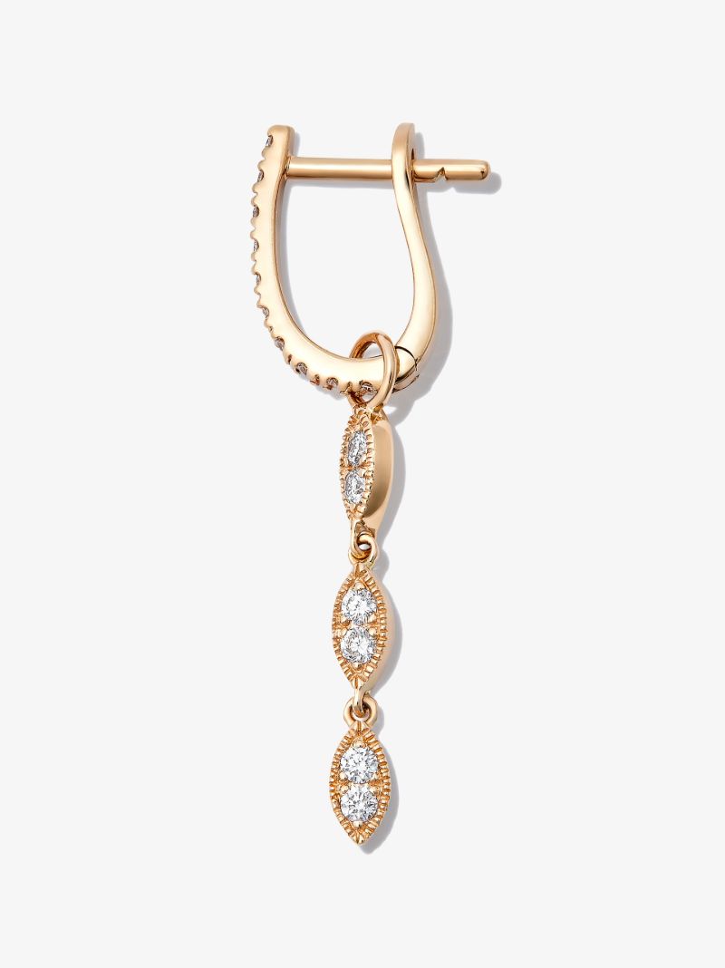 18k Yellow Gold Cleo Diamond Drop Huggie Earring