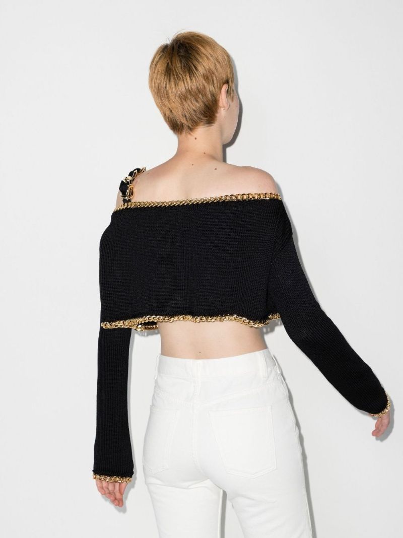 Off-the-shoulder Chain Crop Top