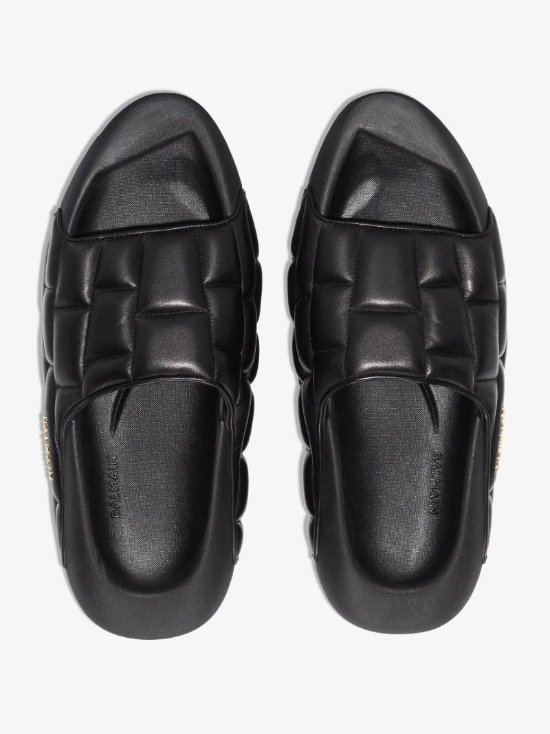 Black B-it Quilted Leather Slides
