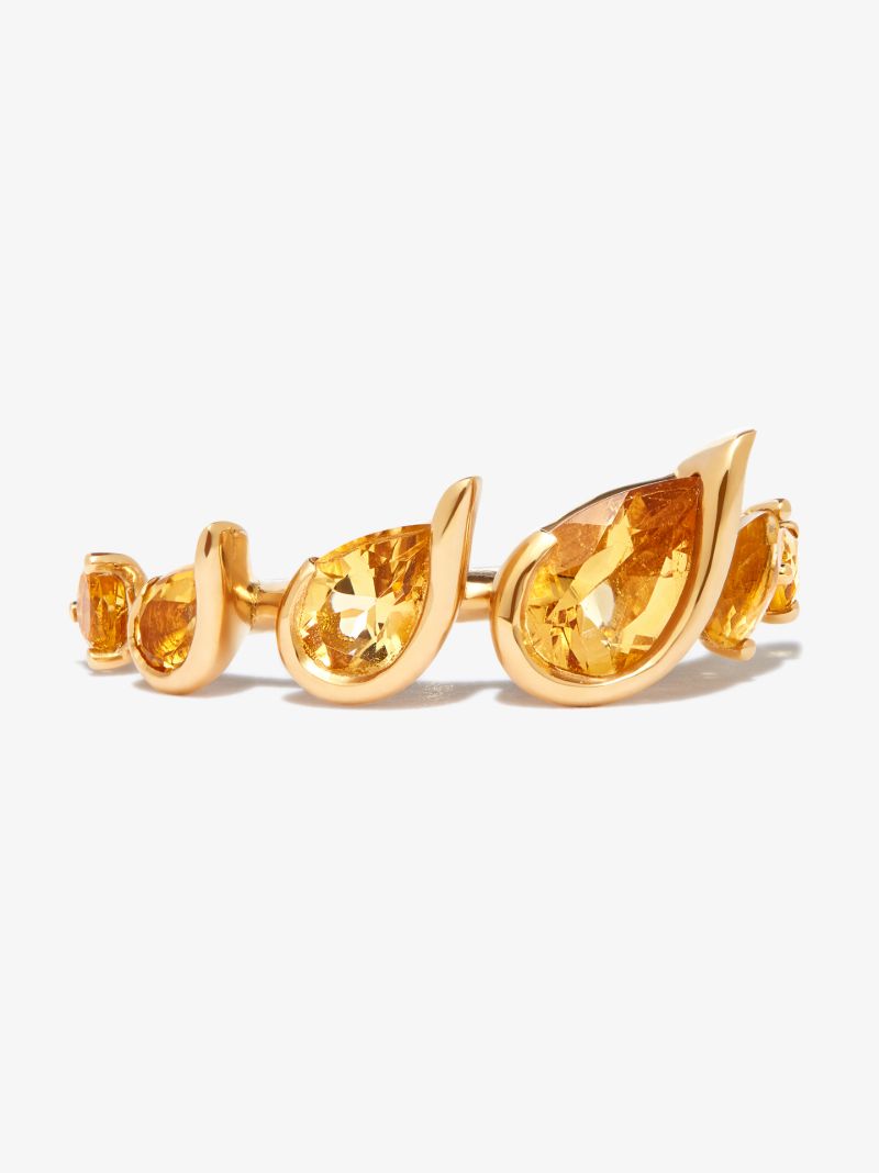 18k Yellow Gold Flame Flicker Citrine Ring
