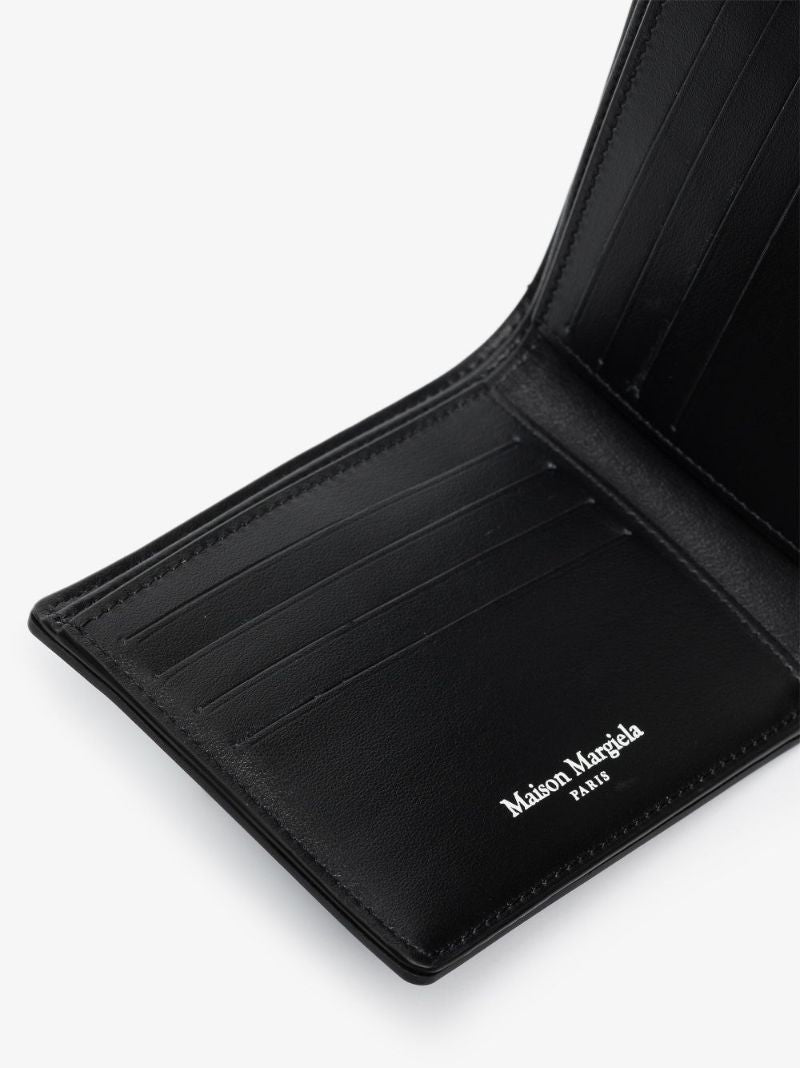 Black Four-stitch Faux Leather Wallet
