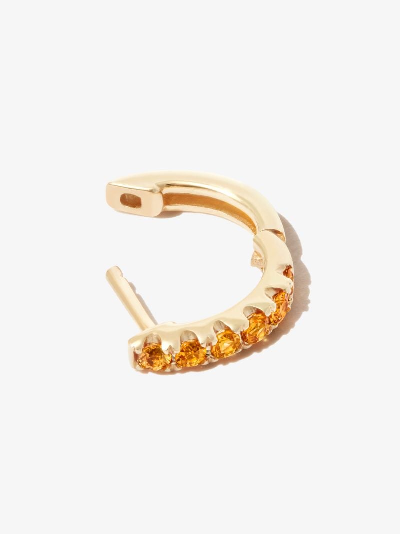 14k Yellow Gold Sapphire Huggie Earring