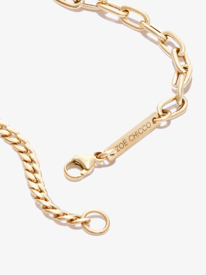 14k Yellow Gold Mixed Chain Diamond Bracelet