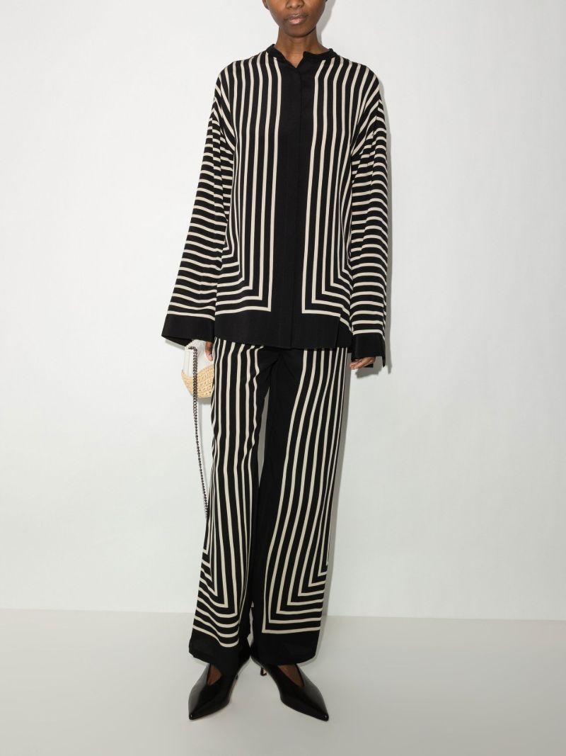 Monogram Jacquard Silk Wide Leg Trousers