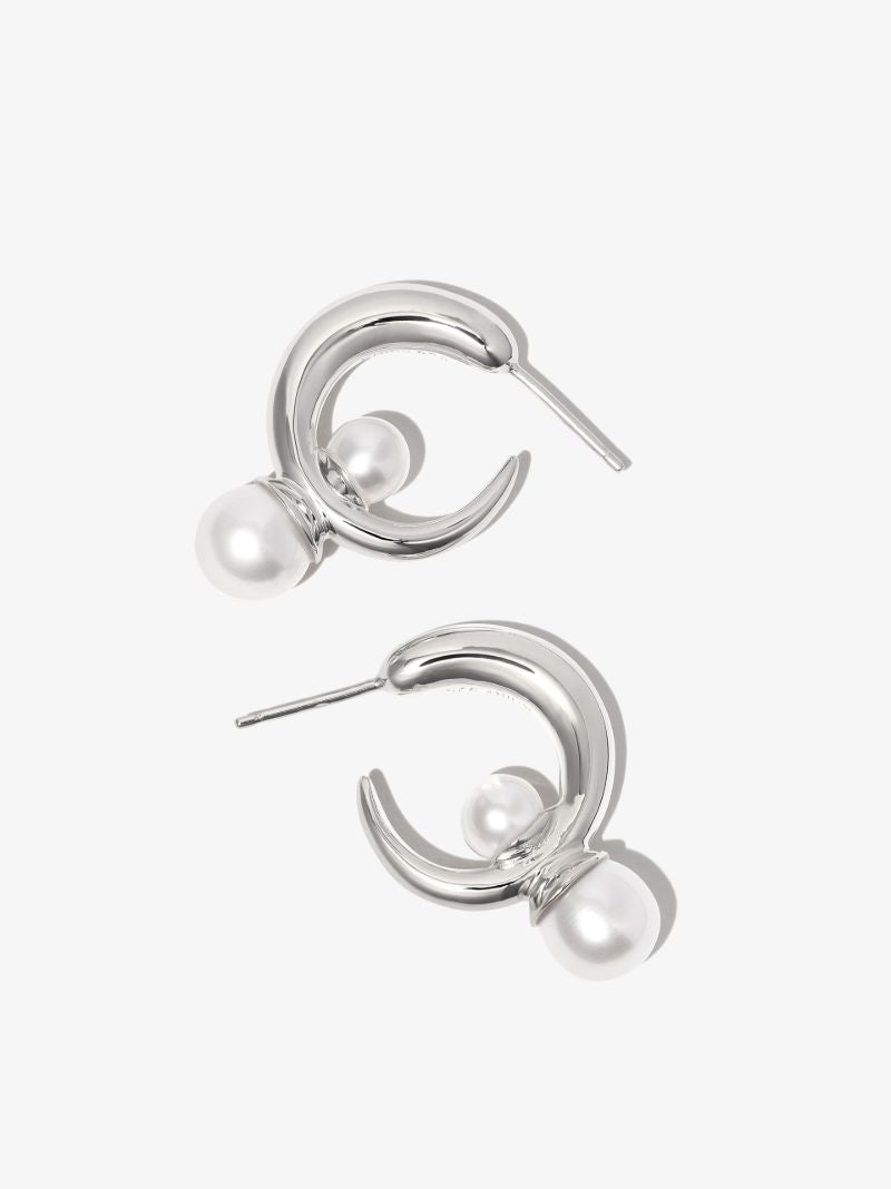 Sterling Silver Tiny Isha Pearl Hoop Earrings
