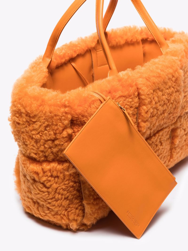 Orange Arco Shearling Tote Bag