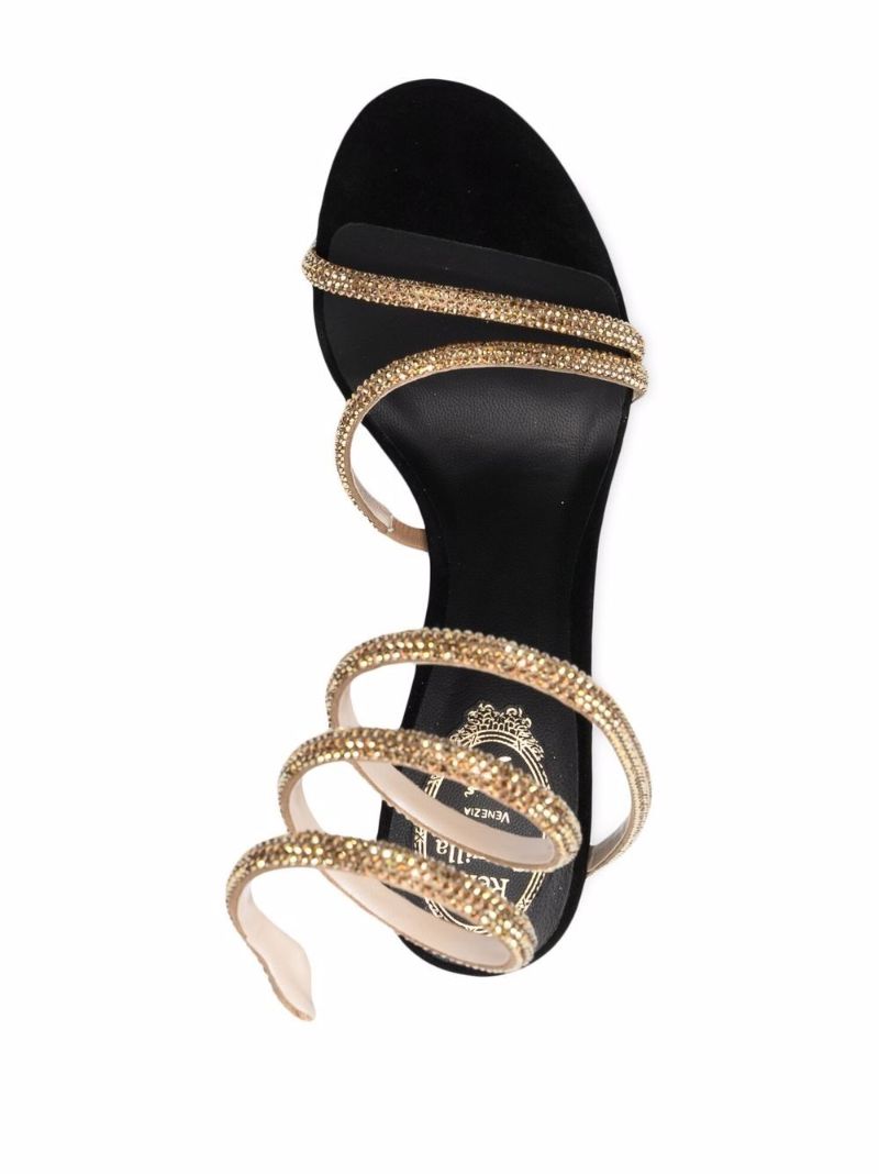 Black Margot 120 Crystal Embellished Leather Sandals