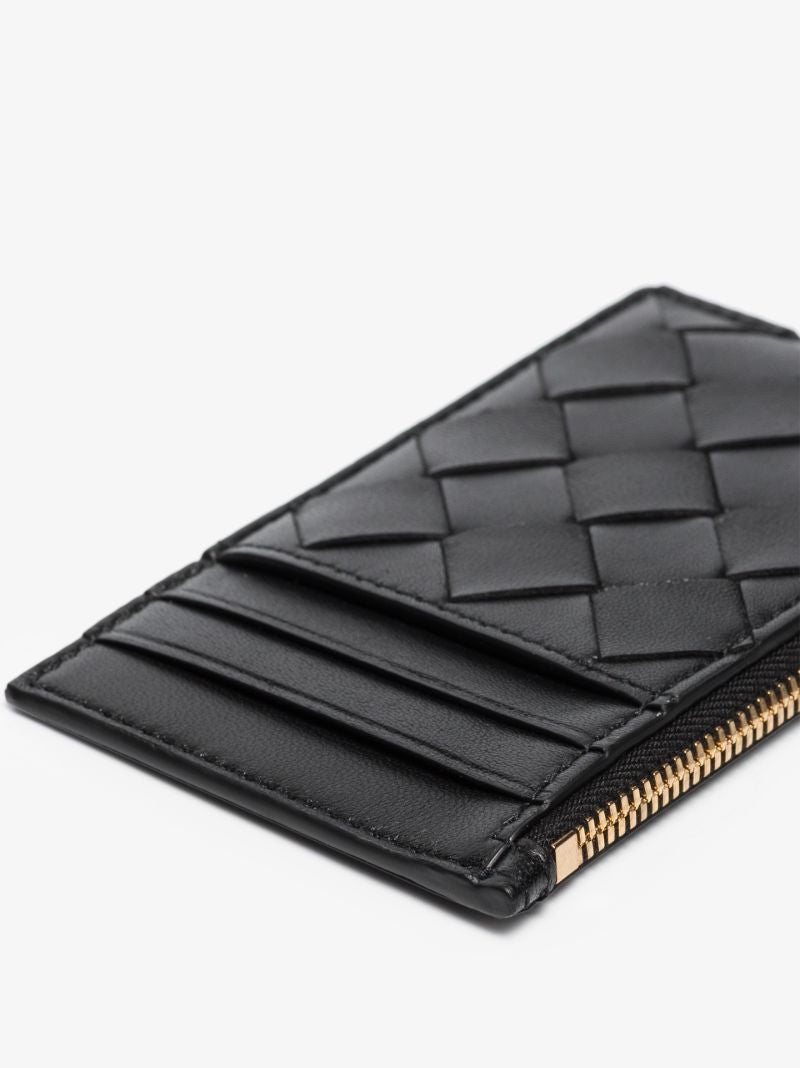 Black Intrecciato Leather Card Holder