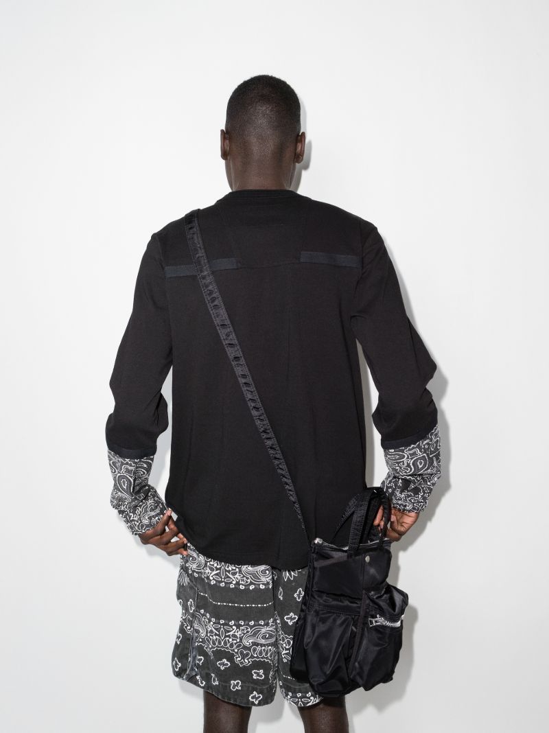 Bandana Trim Long Sleeve Cotton T-shirt