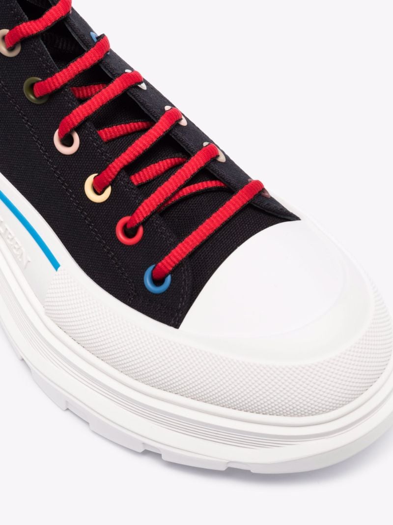 Black Tread Slick High Top Canvas Sneakers