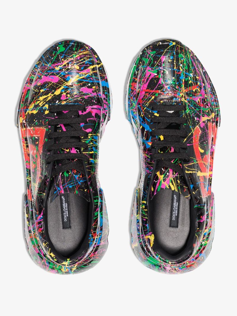Black Daymaster Paint Splatter Leather Sneakers