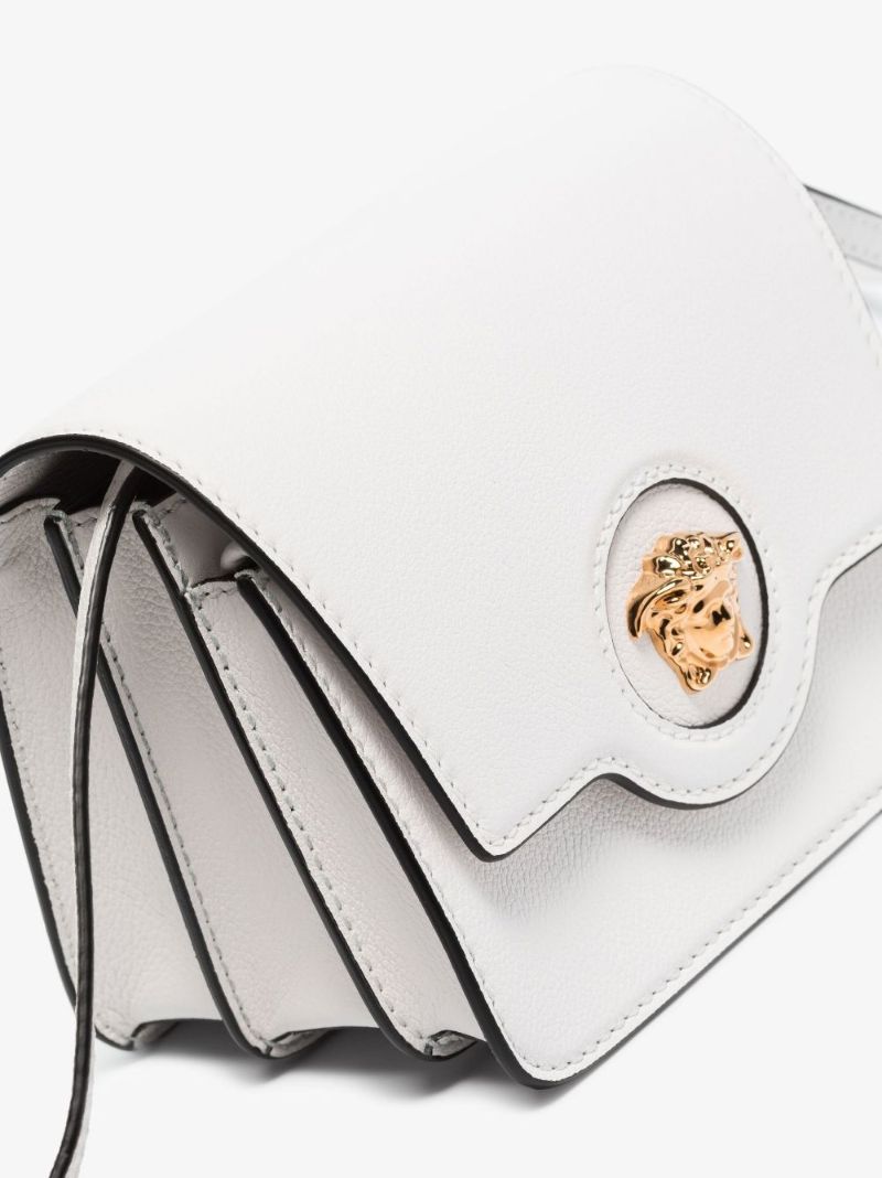 White La Medusa Leather Small Cross Body Bag