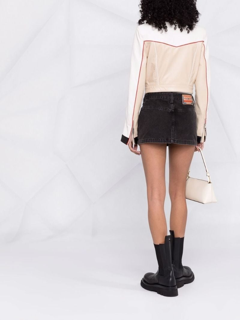 Black Cotton Denim Mini Skirt