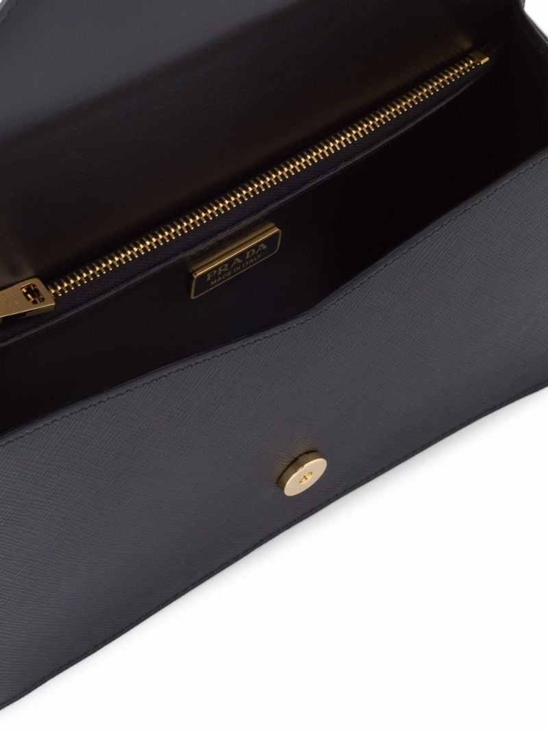 Black Logo Plaque Leather Cross Body Bag