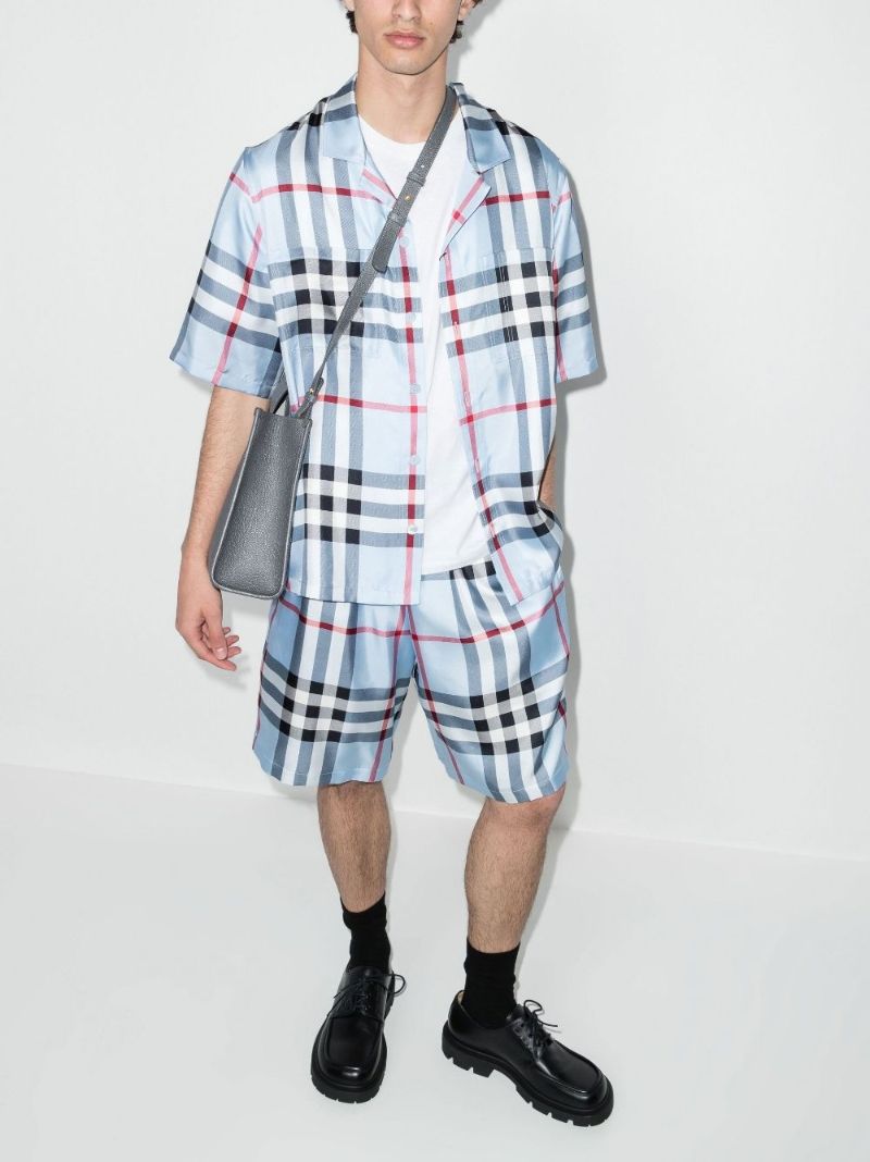 Check Print Silk Shorts