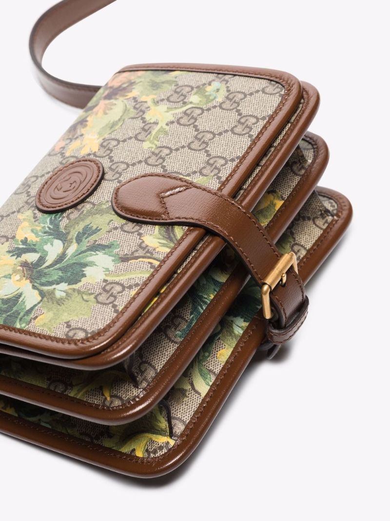 Neutral Gg Carnation Print Shoulder Bag