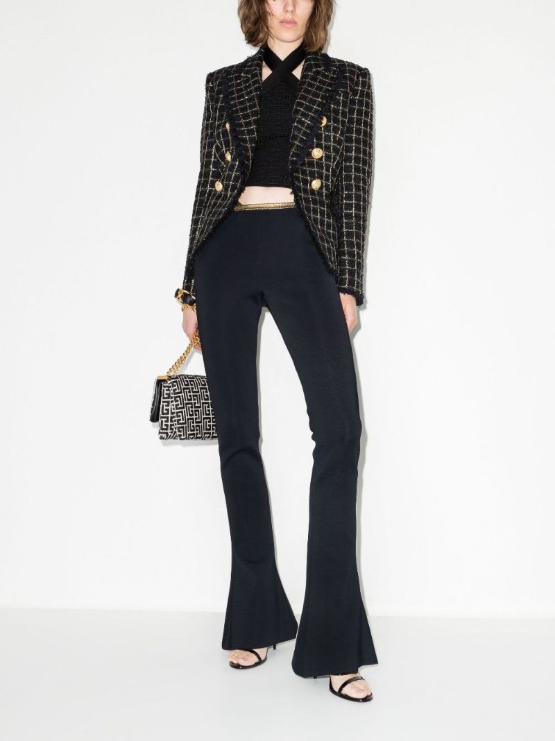 Black Flared Knit Trousers
