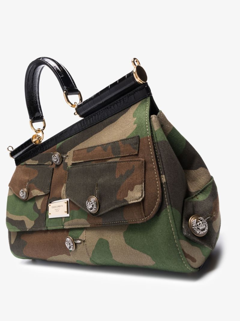 Green Sicily Camouflage Patchwork Tote Bag