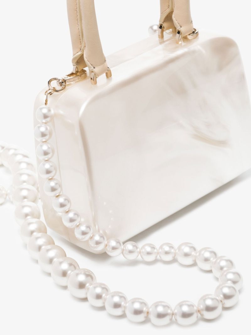 Neutral Mini Handheld Pearl Strap Cross Body Bag