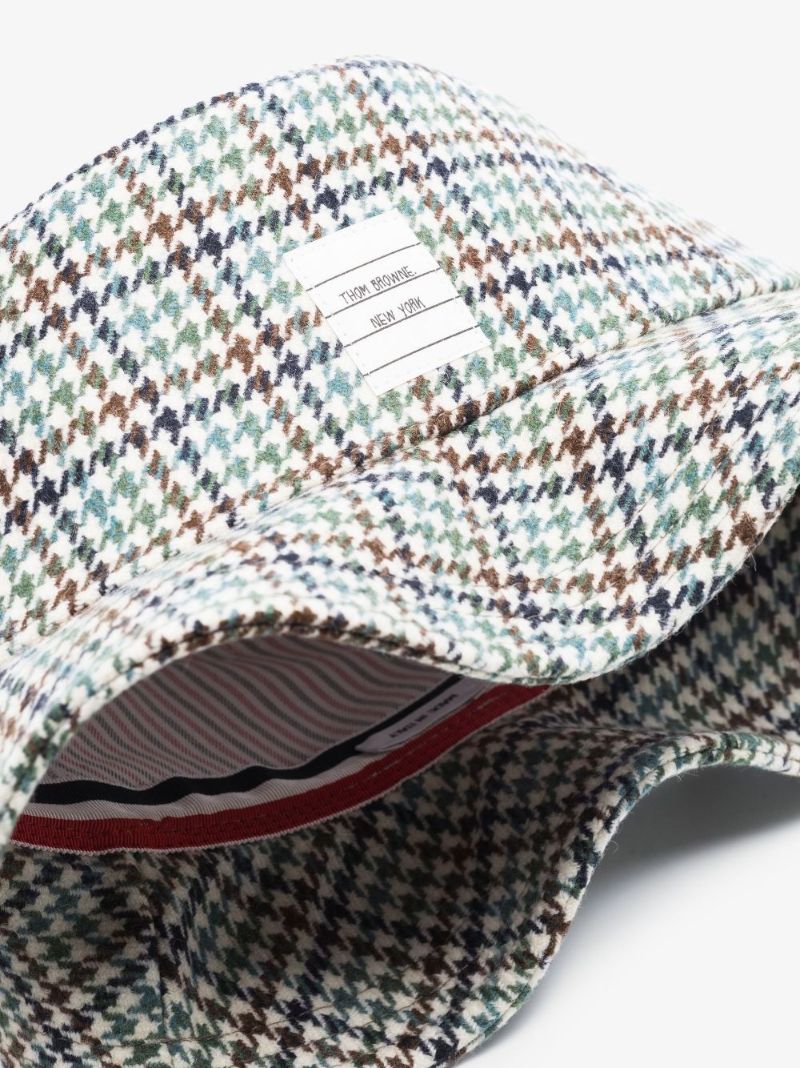 Multicoloured Houndstooth Wool Bucket Hat